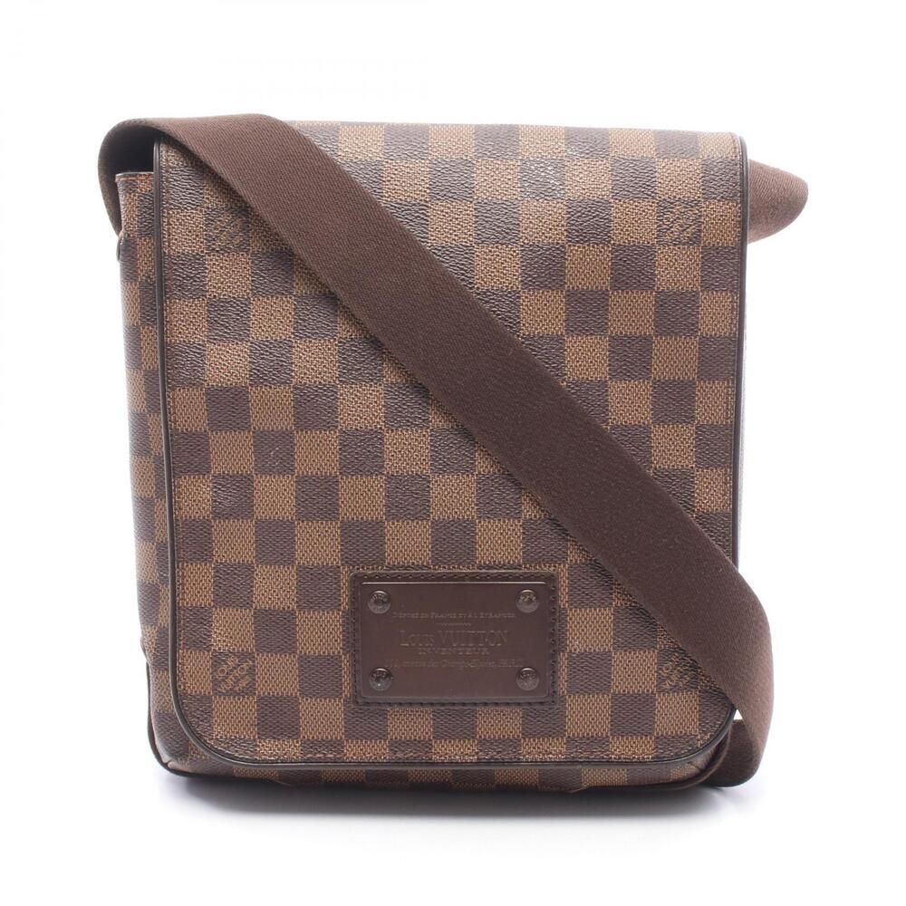 Louis Vuitton Brooklyn Damier Canvas Leather Shoulder Bag Ebene Brown